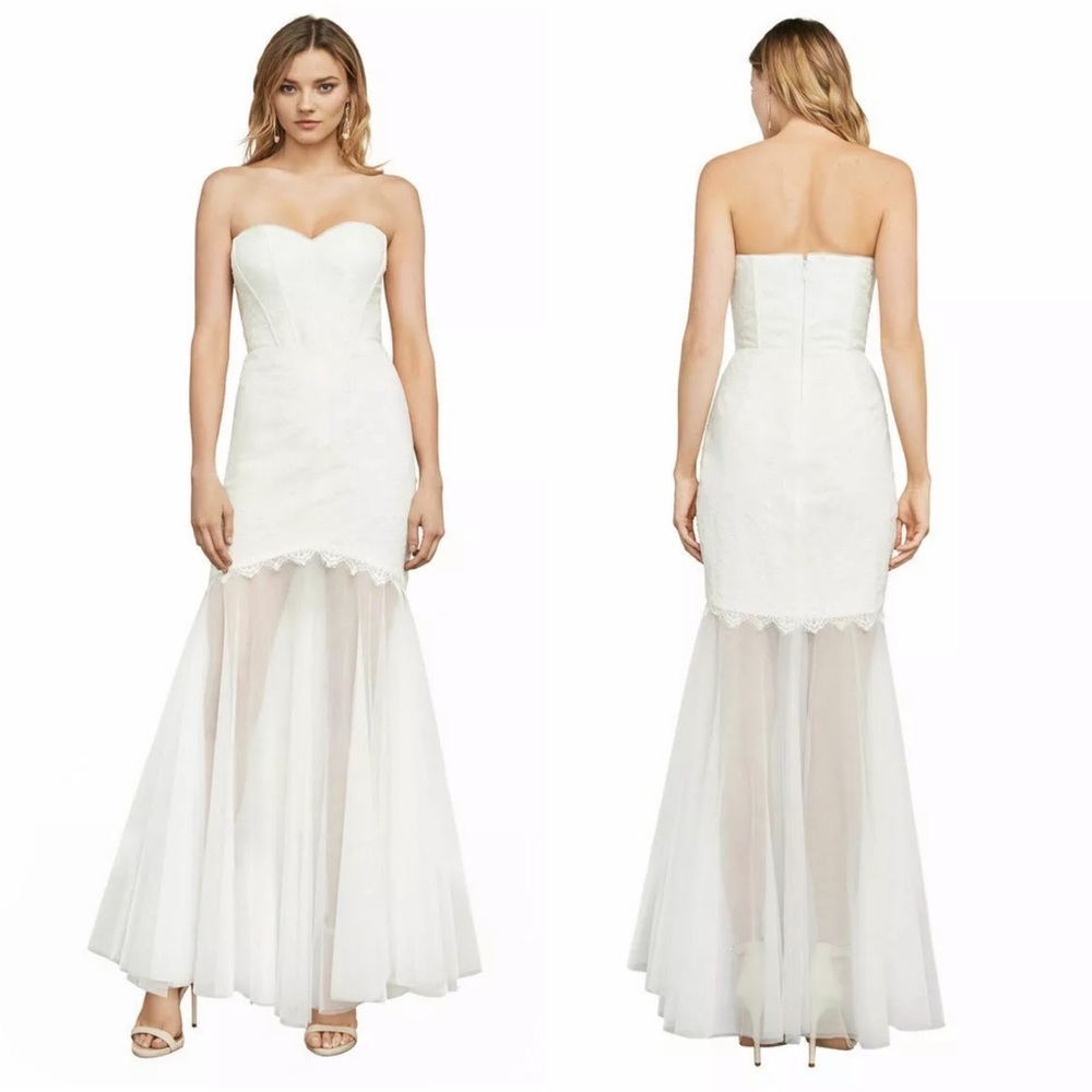 BCBGMAXAZRIA Alyce Strapless Gown Off White Dress 6